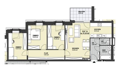 4-Zimmer Mietwohnung mit Balkon im Herzen von 2120 Wolkersdorf