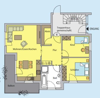 Moderne Neubauwohnung 3-Zimmer-Erdgeschosswohnung (EW4) mit Einbauküche, Balkon und Außenstellplatz