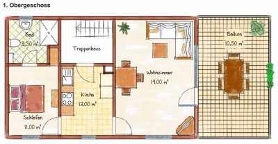 Gemütliche, sanierte  2 Zimmer Wohnung mit Balkon  in Heppenheim (Bergstraße)