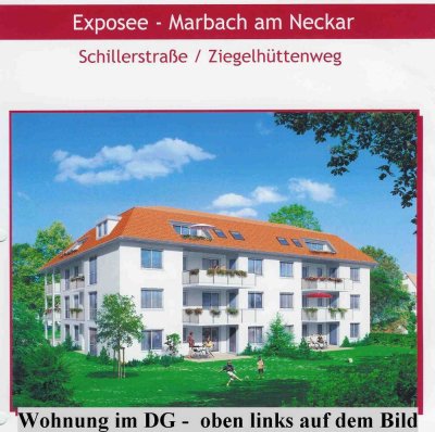 Stilvolle 3-Zi-Dachgeschosswohnung mit Dachbalkon und Einbauküche in Marbach am Neckar