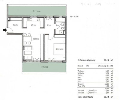 Stilvolle, helle 2-Zimmer-Dachgeschosswohnung mit 2 Terrassen