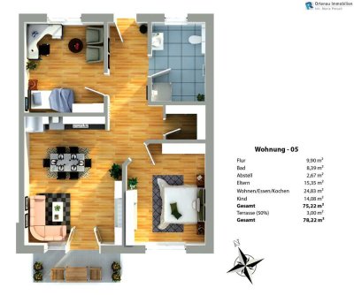 3-Zimmer Wohnung mit Terrasse