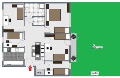 Optimal fürFirmen/WG´s!Urban/idyllisch!Moderne,sanierte,schicke Wohnung-großer Garten.Top Verkehrsve