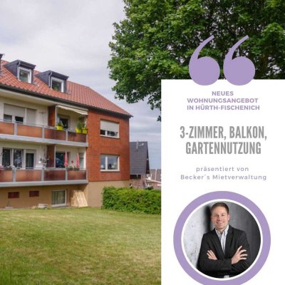 Hürth-Fischenich: 3-Zimmer, Sonnenbalkon, ab sofort.