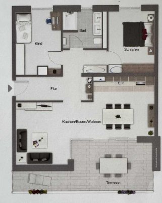 3-Zimmer-Penthouse-Wohnung mit EBK