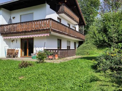 Sehr schöne sonnige, ruhige Souterrainwohnung mit Terrasse und Bergblick in Bad Bayersoien, Ldk. GAP