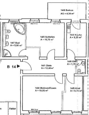 --- 3-Raum-Wohnung im 2. Obergeschoss - Balkon an der Küche - großes Bad mit Wanne / Dusche ---