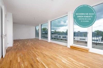 Luxuriöse Dachgeschoss-Wohnung mit umlaufender, 44 m² großer Terrasse – direkt an der Alten Spree