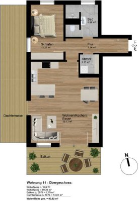 Exklusive 2-Z.-Whg. mit tiefem Balkon  + Dachterrasse in Oy-Mittelberg (inkl. TG-Stellplatz)