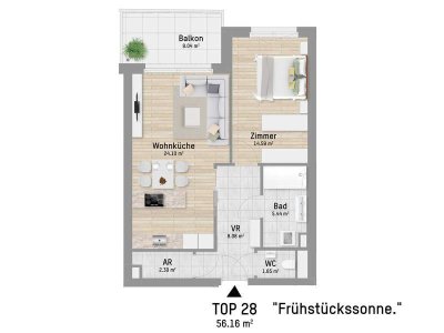 Freundliche 2-Zimmer Wohnung mit ganz viel Licht für ein gemütliches Zuhause