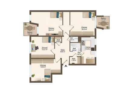 Attraktive 4-Zimmer-WG mit Essküche in Top-Lage Bogenhausen