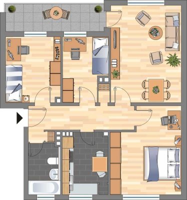 Modernisierte 4-ZKB-Balkonwohnung in Neuengroden zu vermieten!