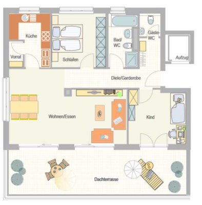 3,5-Zimmer-Penthouse mit gehobener Innenausstattung mit Dachterasse und EBK in Sachsenheim