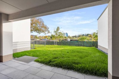 Gartenwohnung mit Skyline-Blick - Erstbezug im Effizienzhaus 40