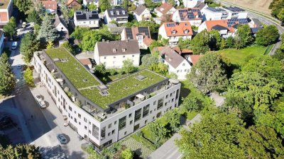 Grüne Extravaganz in Karlsfeld: Loft-Feeling im Penthouse Süd-West-Terrasse und offenem Wohnkonzept