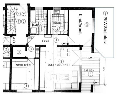 86qm 3 Zimmer EG Wohnung Süd Balkon