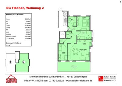 4 Zi. EG mit Terrasse ca. 109 m² - Wohnung 2 - Sudetenstr. 7a, 79787 Lauchringen - Neubau