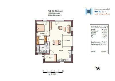 2-Zimmer-Penthouse-Wohnung