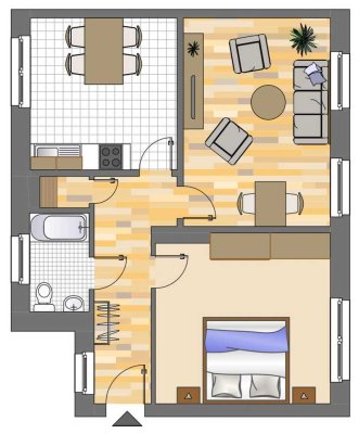 2-Zimmer-Wohnung in Herne Sodingen komplett renoviert mit Duschbad