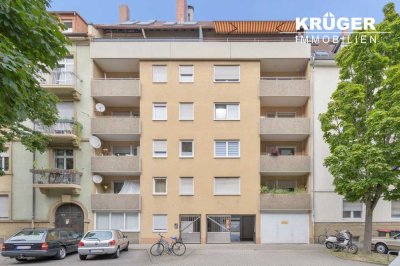 KA-Oststadt / vermietete 2-Zi-Whg mit Balkon, EBK, Aufzug und KFZ-Stellplatz auf Erbpachtgrundstück