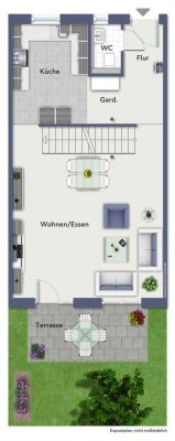 Idealer Raum für die gesamte Familie - Modernes 5 Zimmer Reihenmittelhaus mit Terrasse und Garten