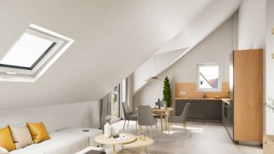 Erstbezug im Neubau! 3-Zimmer-Dachgeschosswohnung mit lichtdurchfluteten Räumen und Balkon!