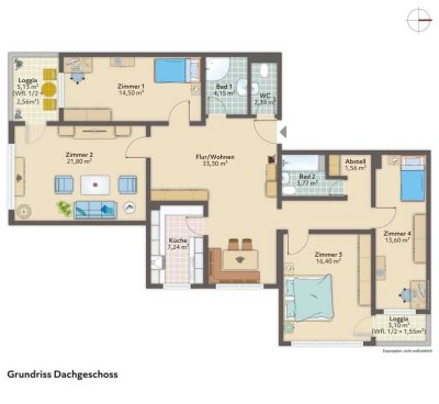 Helle 5 Zi.-DG-Whg. 122m², ideal für Familie od. Wohngemeinschaft in Moosach/Olympiapark U-Bahn-Nähe