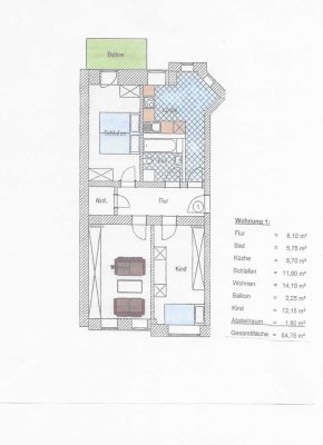 Attraktive 2,5-Zimmer-Wohnung mit gehobener Innenausstattung mit Balkon in Dresden