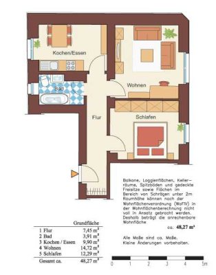 Geschmackvolle 2-Zimmer-Hochparterre-Wohnung mit EBK in Würzburg