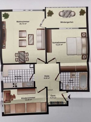 Helle 3-Raum-Wohnung mit Balkon und Bergblick in Kaufbeuren-Neugablonz