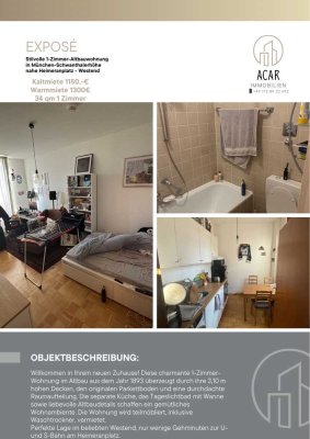 Altbauwohnung mit Charme – 1-Zimmer mit 3,10 m Deckenhöhe & Originalparkett in Toplage