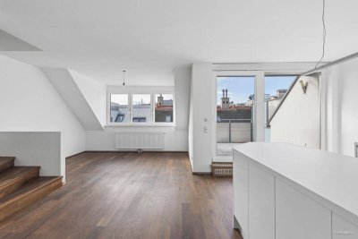 Wohnen auf zwei Ebenen | Klimatisierte Maisonettewohnung im Dachgeschoss | 3 Zimmerwohnung mit Terrasse | Stellplatz inkludiert | zeitloser Design