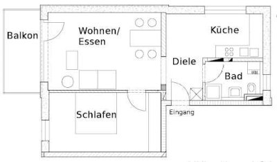 Stilvolle, gepflegte 2-Raum-Wohnung mit Balkon und Einbauküche in Mainz