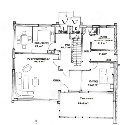 Wohnung 3 Zi-Kü-Bad mit Terrasse und Gartenanteil