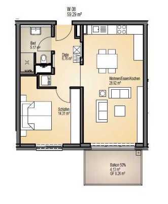 Attraktive 2-Zimmerwohnung 60m² mit Balkon und EBK in Lohr am Main