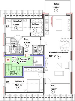 Neubau 3-Zi Eigentumswohnung Nr. 5 mit 98,2m² im DG in Mettlach-Keuchingen