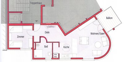 Zentrumsnahe 2,5-Raum-Wohnung teilmöbliert