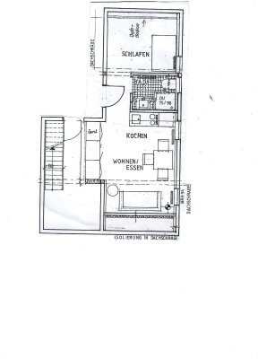 Einzimmer-Wohnung mit Dachbalkonfensterund Einbauküche in Ebhausen