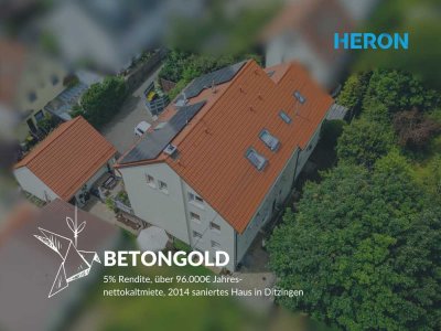 BETONGOLD - 5% Rendite, über 96.000€ Jahresnettokaltmiete, 2014 saniertes Haus in Ditzingen