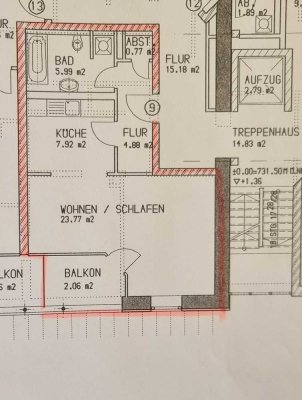 ruhige, zentrale 1,5-Raum-Wohnung mit Einbauküche in Immenstadt