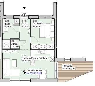 Kompaktes Wohnen auf 72 m² für Singles und Paare inkl. Terrasse