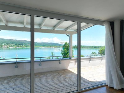 SEEWOHNUNG mit 65 QM XXL Seeblickterrasse &amp; Strandbereich - Klagenfurt Nähe