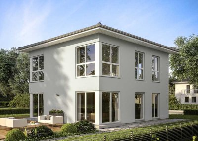 Eine Hausfamilie – vier Dachvarianten - moderne Stadtvilla mit Grundstück