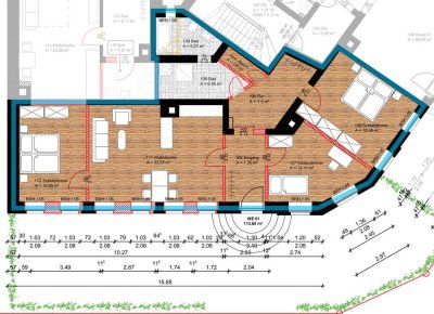 EINZIGARTIG / 113 m² große 4 Raum Wohnung (EG) / seperater Eingang / 100 m² Garten / EBK