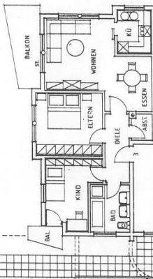 3-Zimmer-Wohnung mit 2 Balkonen und Einbauküche in Horb a. N.-Nordstetten