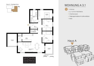 Whg A 3.1. - 4 Zimmer - Dachgeschoss mit 2 Dachterrassen