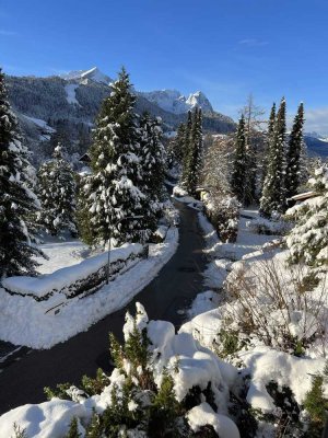 Winter in Garmisch, möblierte Wohnung, fantastischer Bergblick