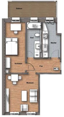 Lichtdurchflutete 2 – Raumwohnung mit Fußbodenheizung, Balkon und EBK! WE 08