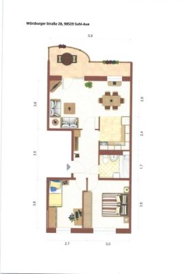 Attraktive GeWo-3-Zi-Wohnung EBK (a.W. voll möbliert!) in Suhl - Aue