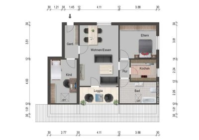 Exklusive, modernisierte 3,5-Raum-Dachgeschosswohnung mit geh. Innenausstattung mit Balkon und EBK